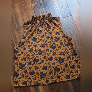Floral Sleeveless Top in Mustard and Navy
